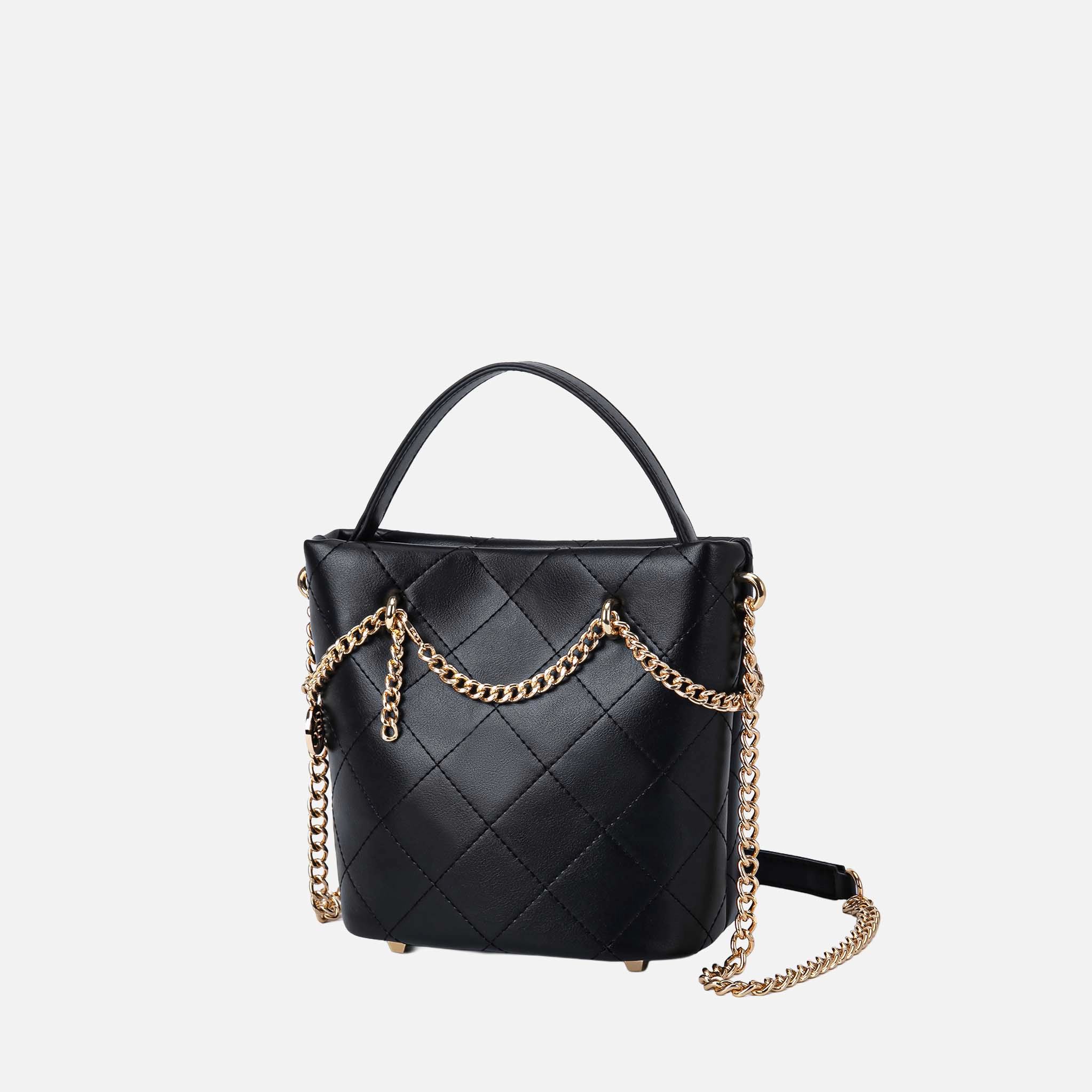 MKF Collection by Mia K Damaris Quilted Faux Leather Crossbody Bag - Gold-Tone Chain, Top Handle