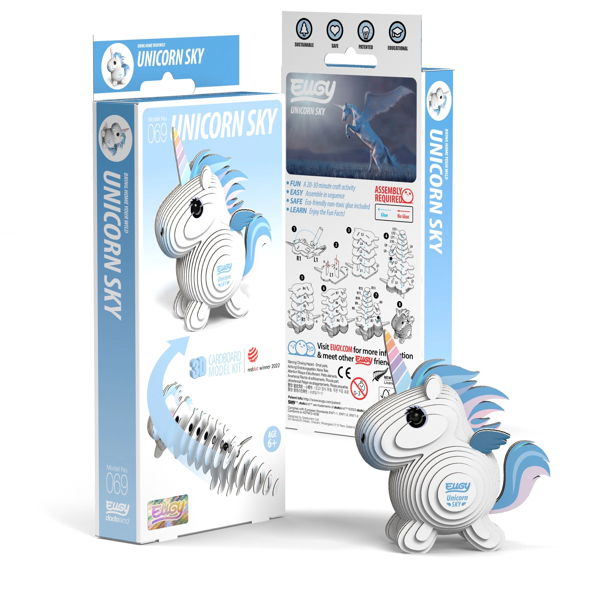 EUGY Unicorn Sky 3D Puzzle - contains 28 puzzle pieces