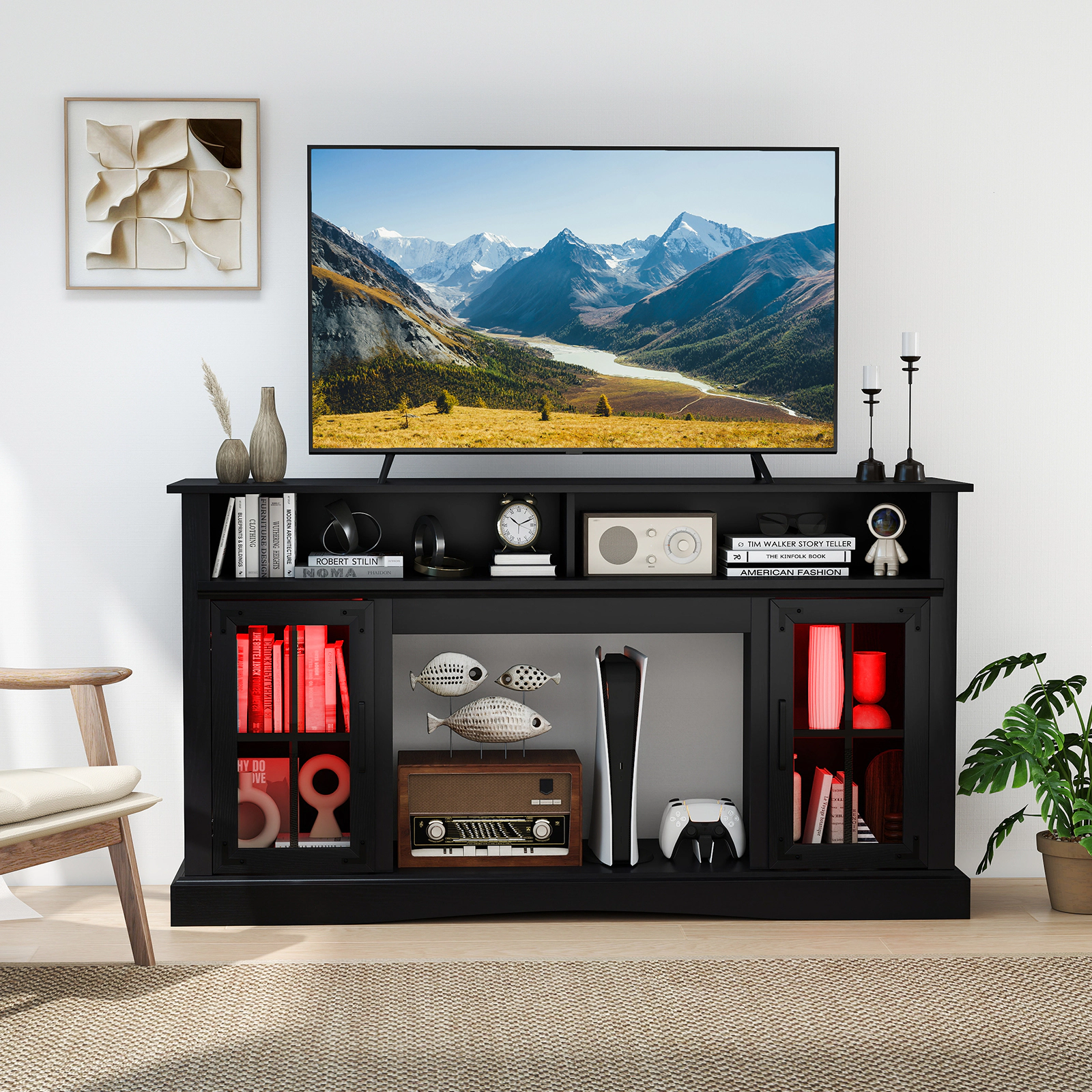 Glintex 58-Inch TV Stand with RGB LED Lighting and App Control