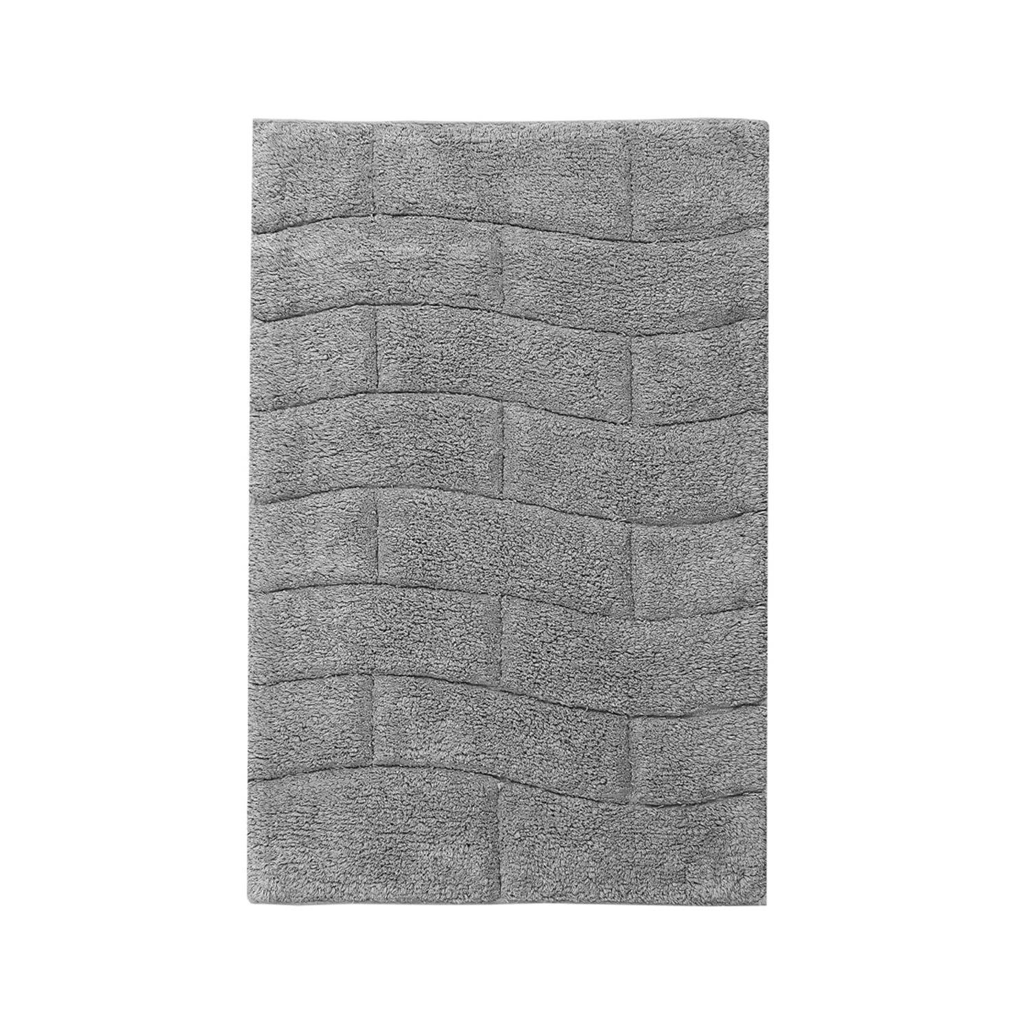 Knightsbridge Stylish And Comfortable All Season Traditional New Tile Design Cotton Bath Rug 17" X 24" Silver