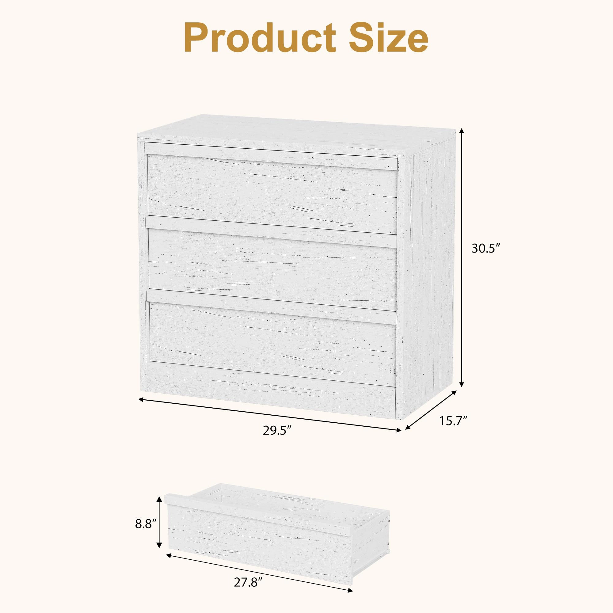 3 Drawer Dresser Nightstand, Modern Small Chest with Storage for Bedroom or Living Room