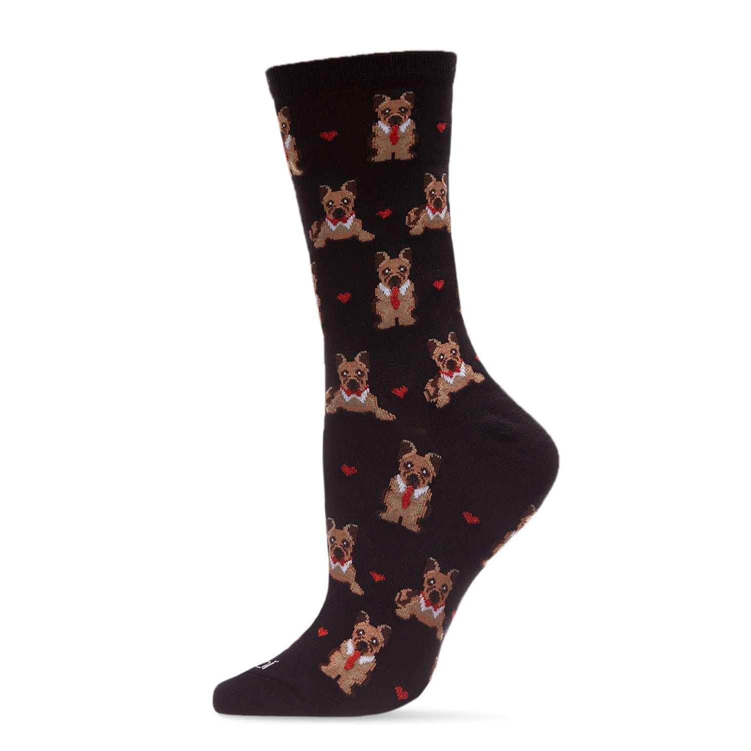 MeMoi Bowtie Dog Bamboo Blend Crew Socks