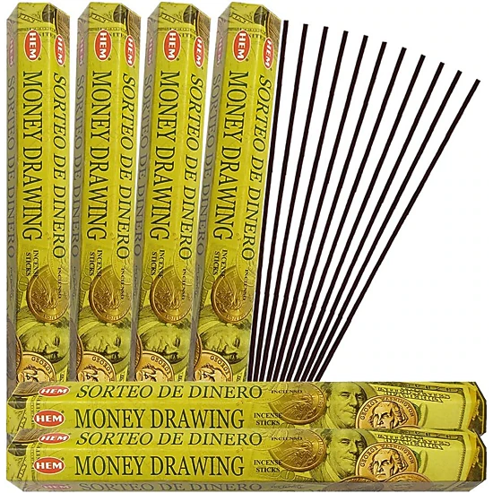 Hem Money Drawing Incense Sticks - 120 Stick Bulk Box, 6 Tubes of 20 ...