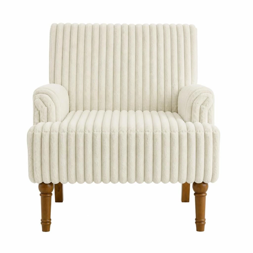 GOODSILO Upholstered Accent Chair with Solid Wood Base