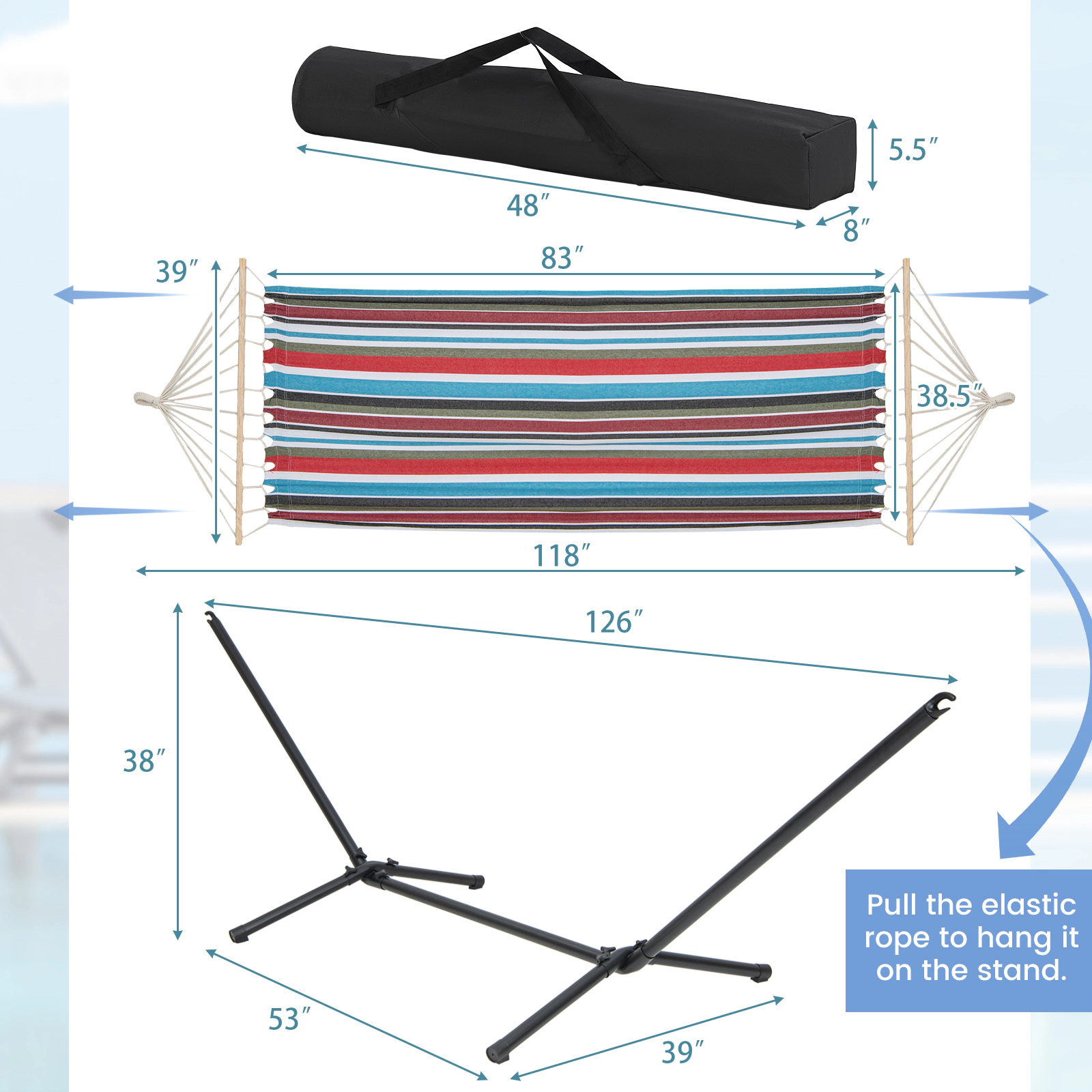 Slickblue Unisex Portable Poly-Cotton Outdoor Hammock Set