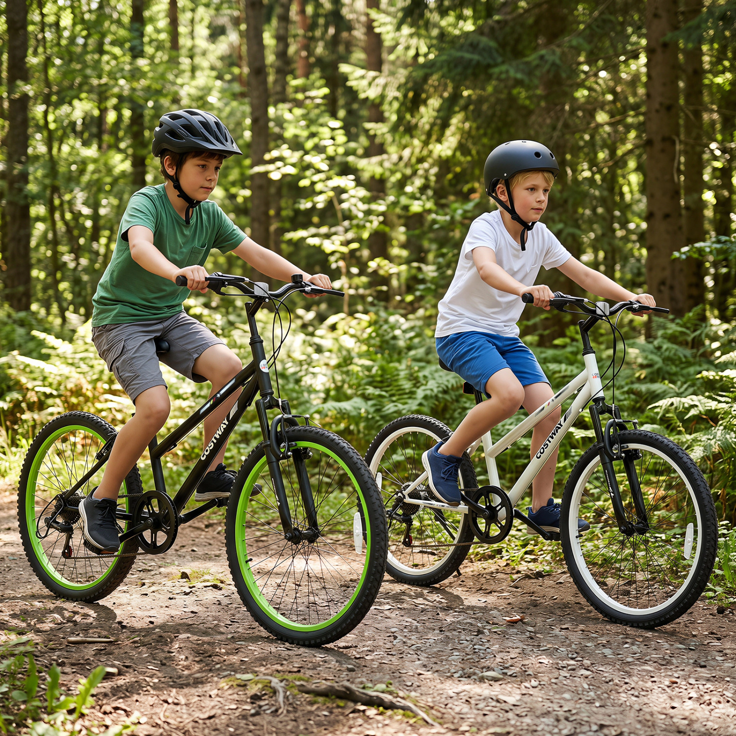 LJG 24 Inch Kids Mountain Bike Adjustable with 7 Speed and Suspension Fork