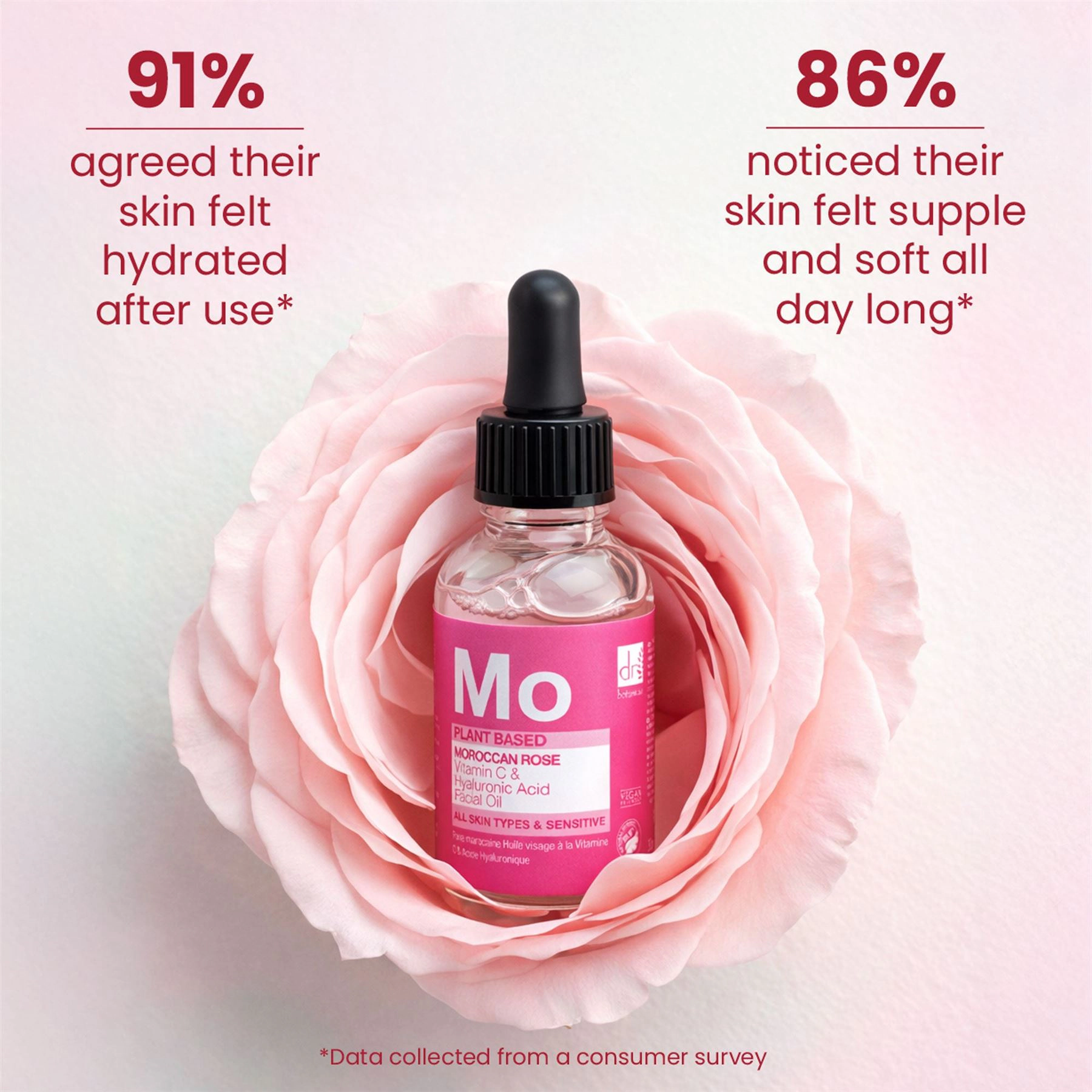 Dr Botanicals Moroccan Rose Facial Oil with Hyaluronic Acid & Vitamin C 15ml