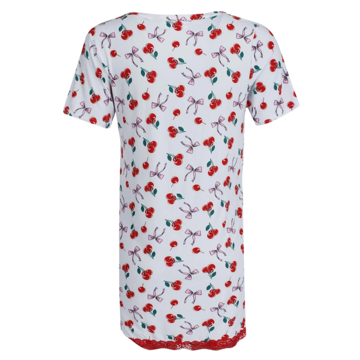 Not a Morning Person Women's Cherries Bows Short Sleeve Night Shirt