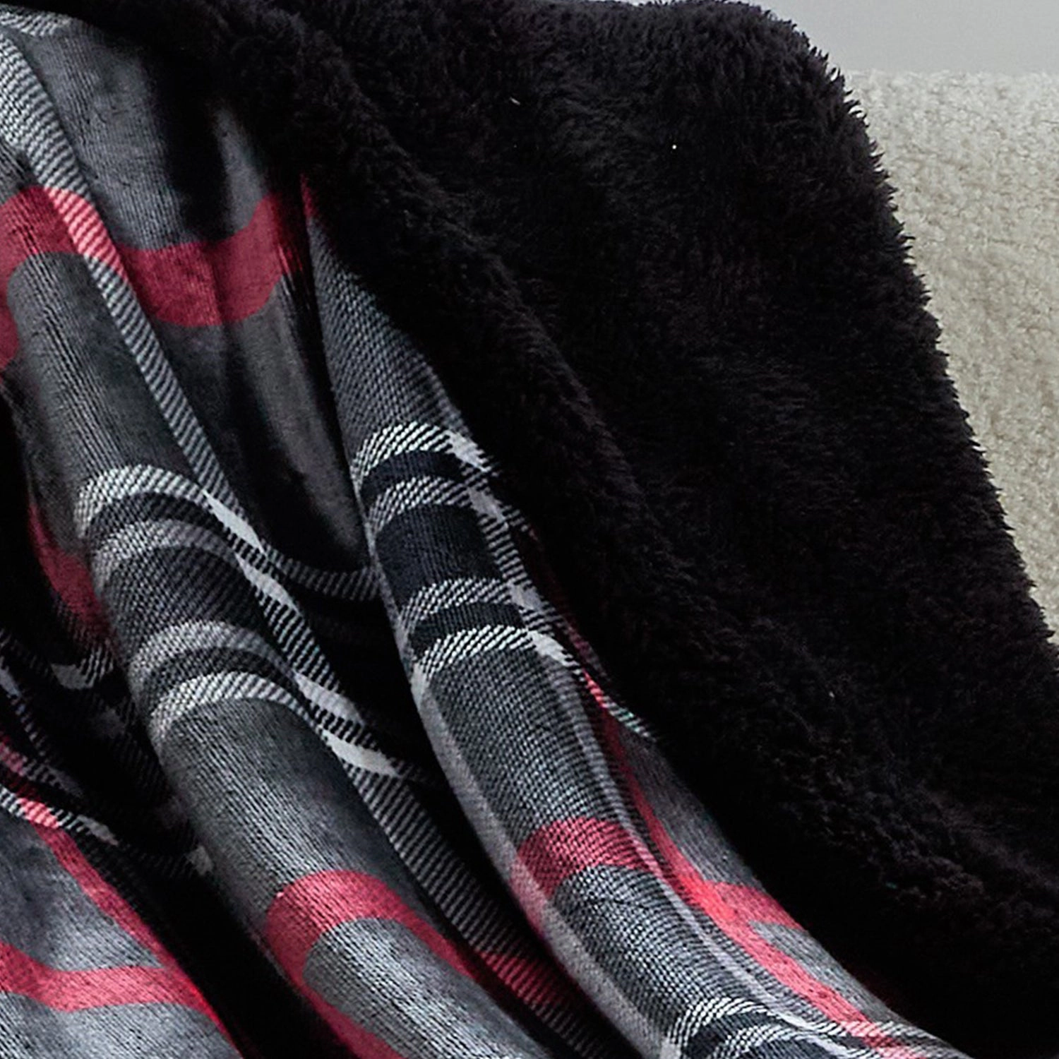 Plazatex Midnight Plaid 100% Polyester Reversible Throw Blanket 50" x 60" Red Black