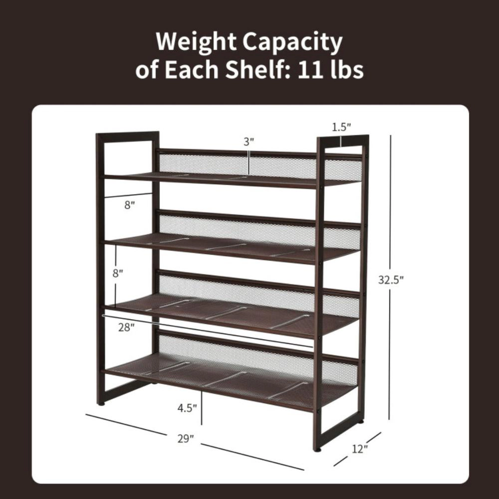 Hivvago 2/3/4 Tiers Flat and Slant Metal Shoe Rack for Entryway Hallway