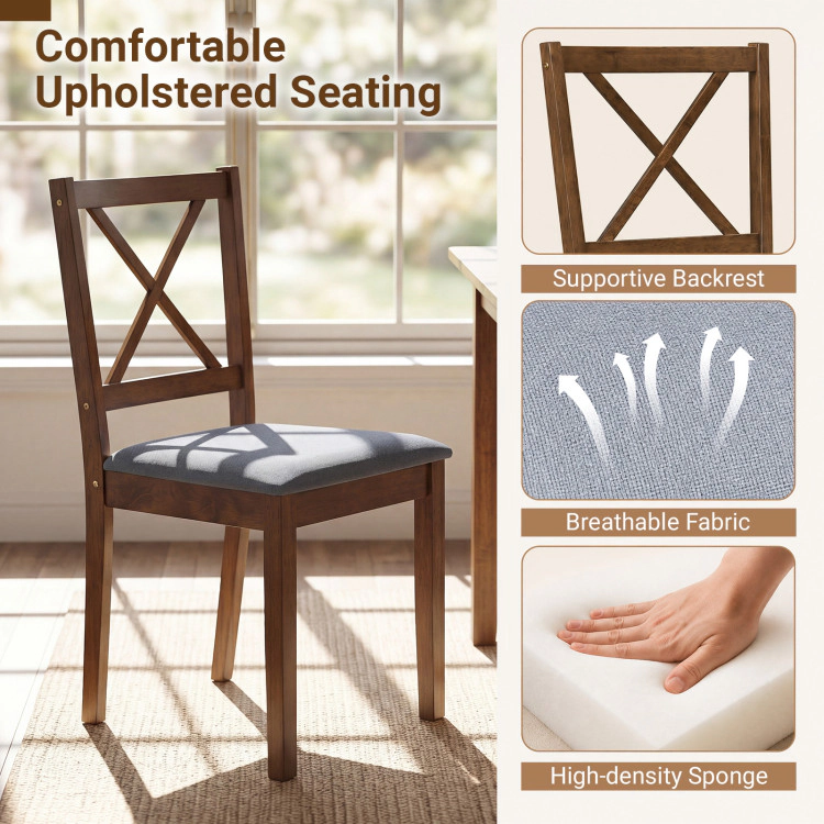 Hivvago 5-Piece Dining Set With Rectangular Table & Fabric Chairs For Small Space