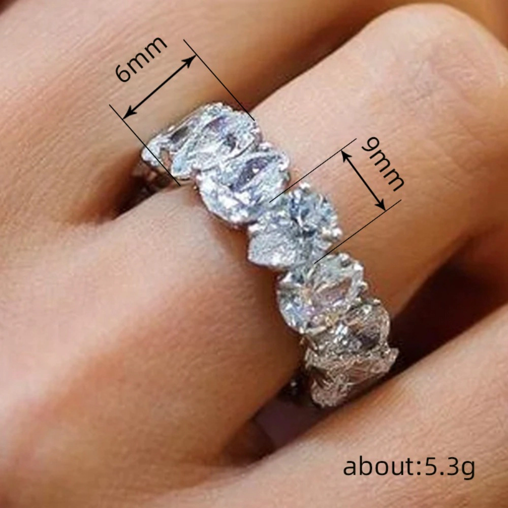 Chic Sparkling Geometric Cubic Zirconia Rings for Women Fashion Wedding Band Jewelry