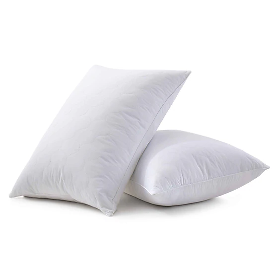 PEACENEST Quilted Goose Feather Bed Pillows with Soft Shell,Set of 2