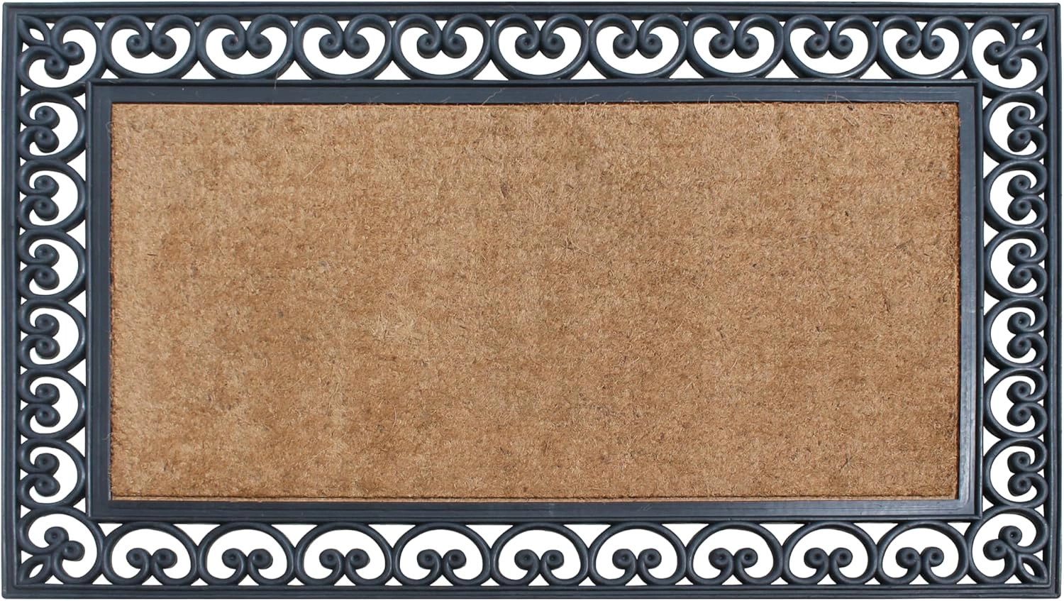 A1HC Coir and Rubber Door Mat 30x48 Inches Anti-Shed Fade-Resistant Heavy Duty Large Rectangle Black