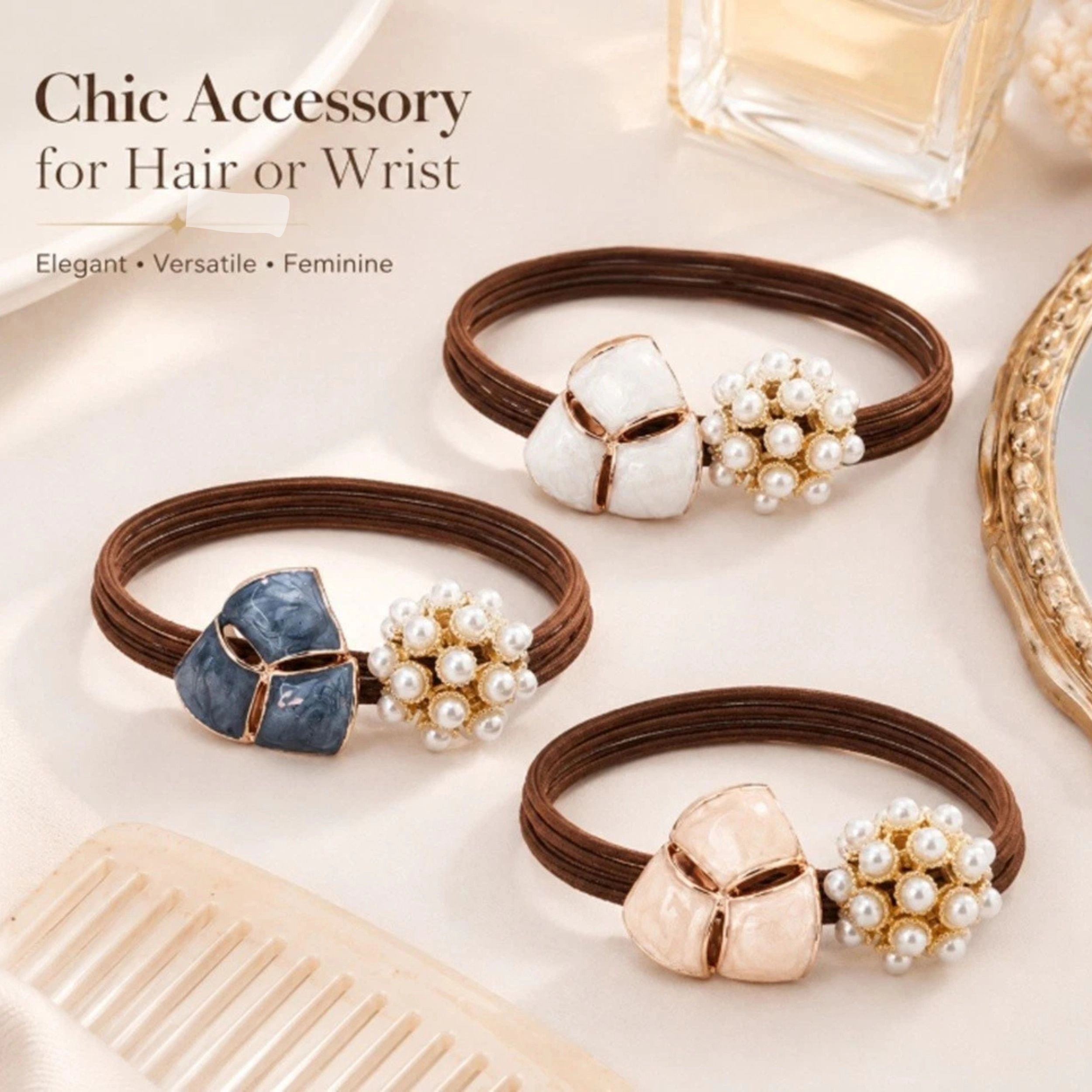 Home Collection Women & Girls Pack of 3 Non-Slip Elastic Hair Ties Ponytail Holders