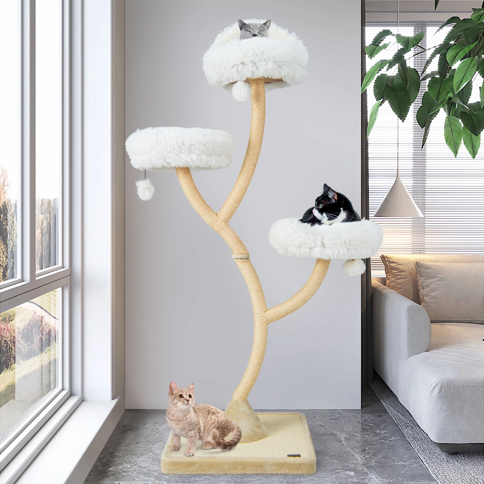 SlickBlue 70" Tall Cat Tower with 3 Perches & Sisal Scratching Posts