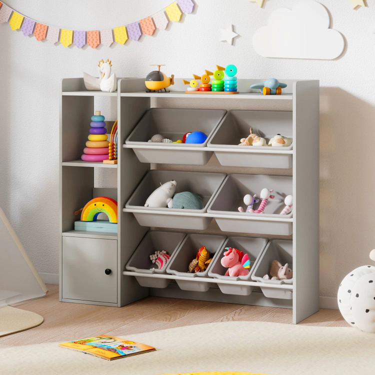 Hivvago Kids Toy Storage and Bookshelf with Open Shelves Single-door Cabinet