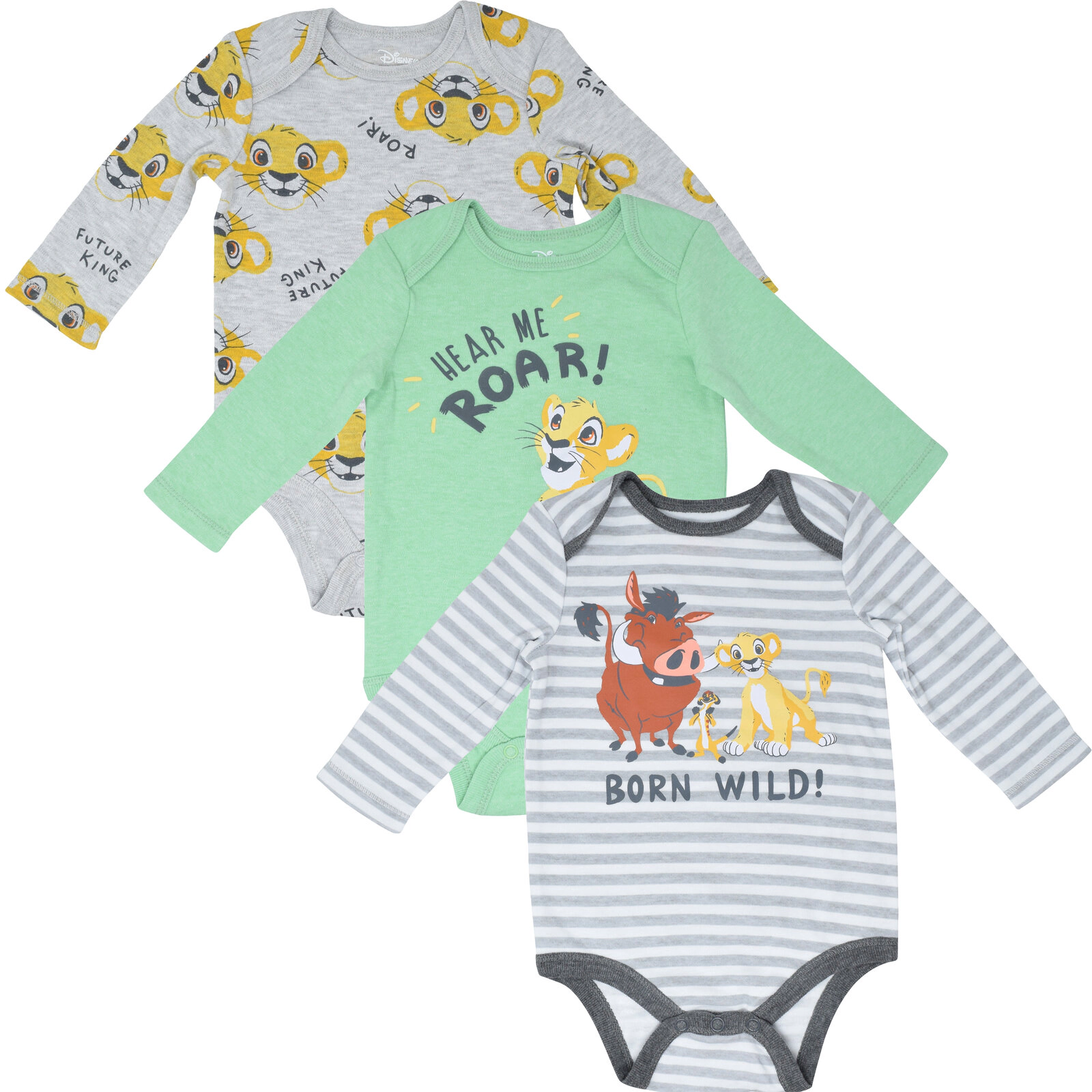 Disney Baby 3-Pack Long Sleeve Bodysuits