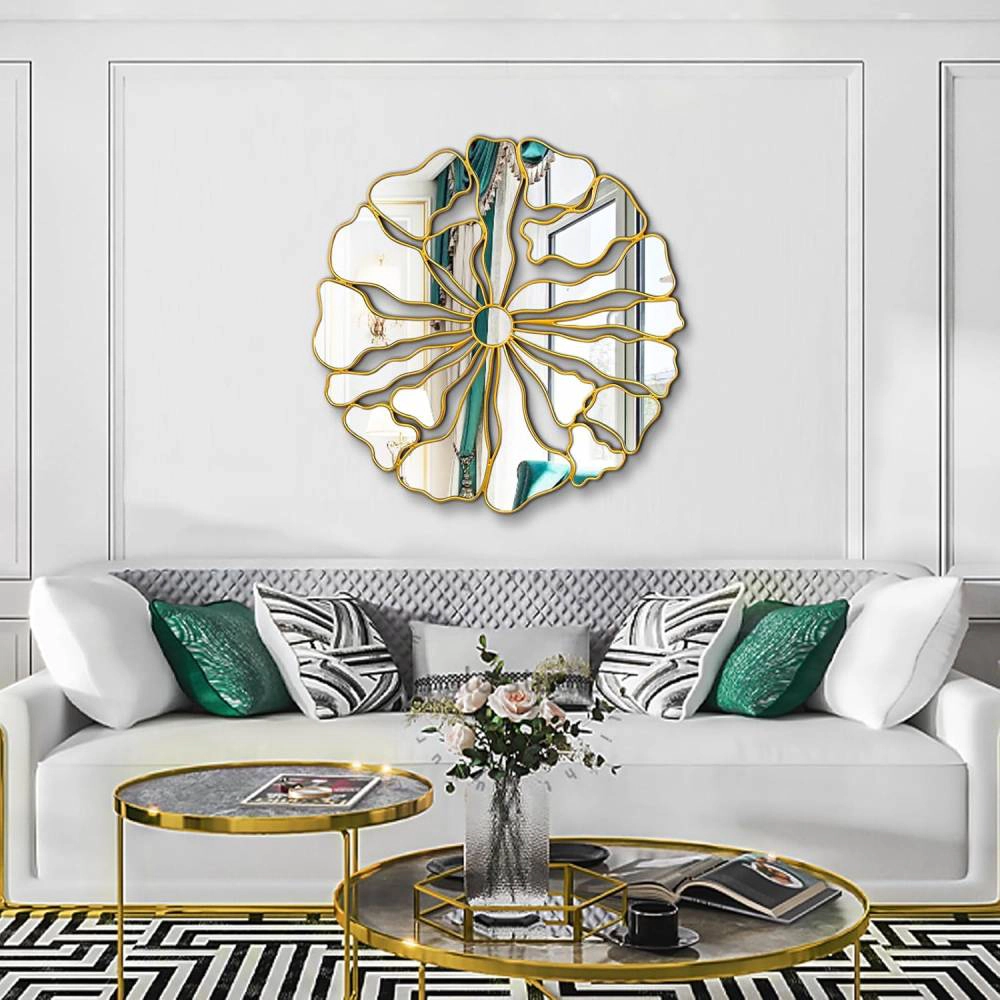 Arcana Aramun Large Round Flower Accent Mirror