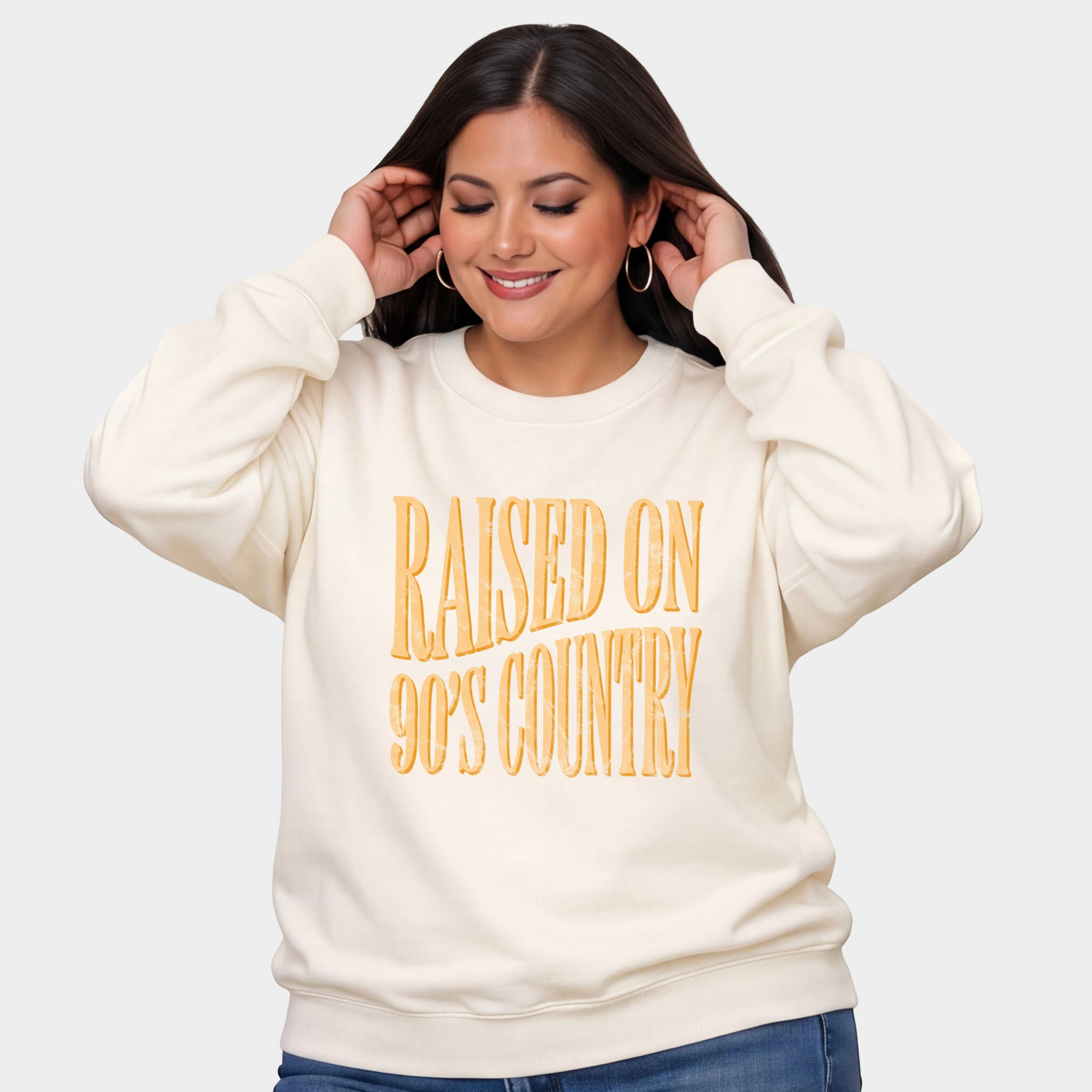 Simply Sage Market - Women's Plus Sized Graphic Sweatshirt Raised on 90s Country Distressed