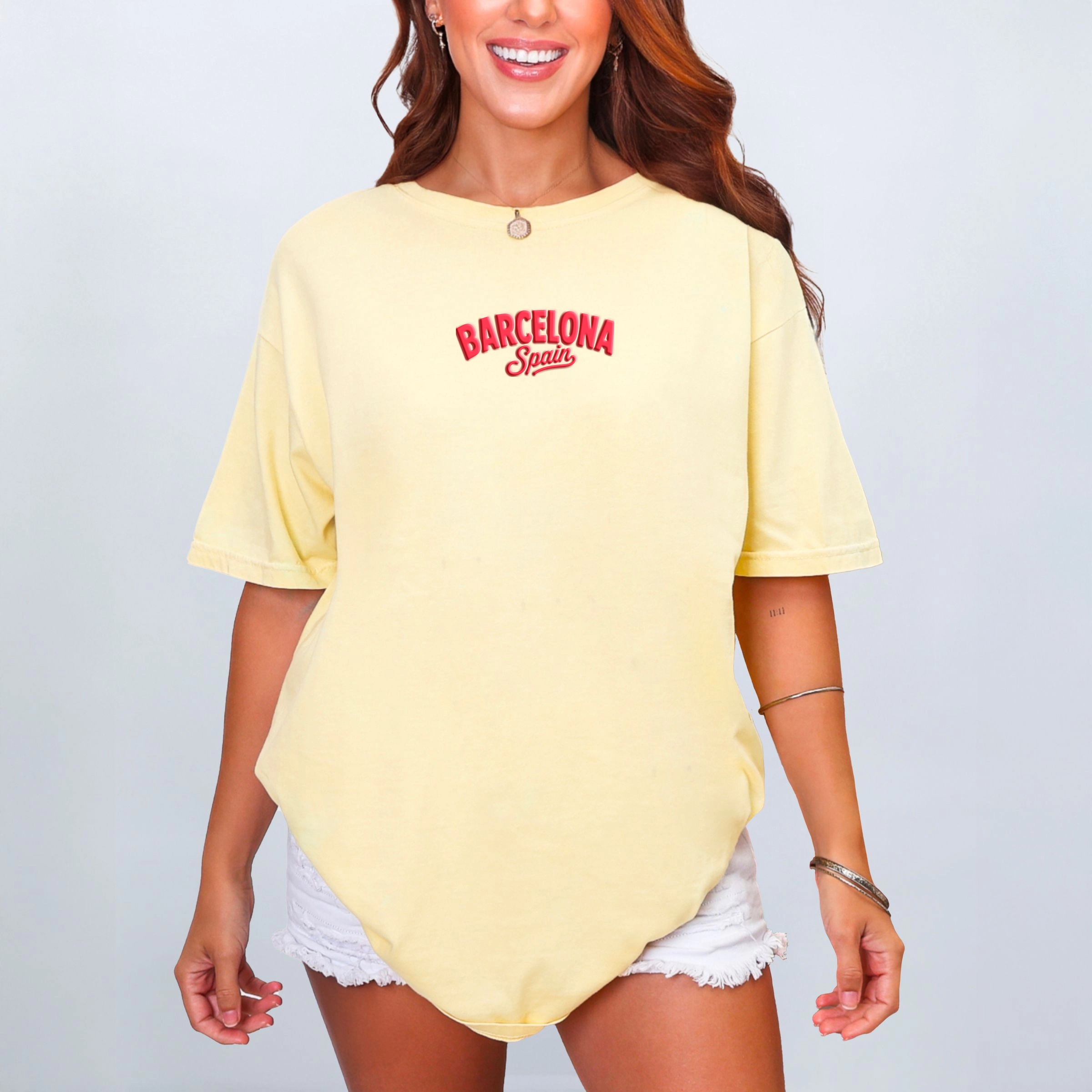 Simply Sage Market - Women's Garment Dyed Graphic T-Shirt Barcelona Vibrant Puff Print