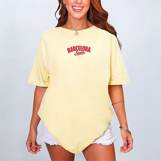 Simply Sage Market - Women's Garment Dyed Graphic T-Shirt - Barcelona Vibrant Puff Print