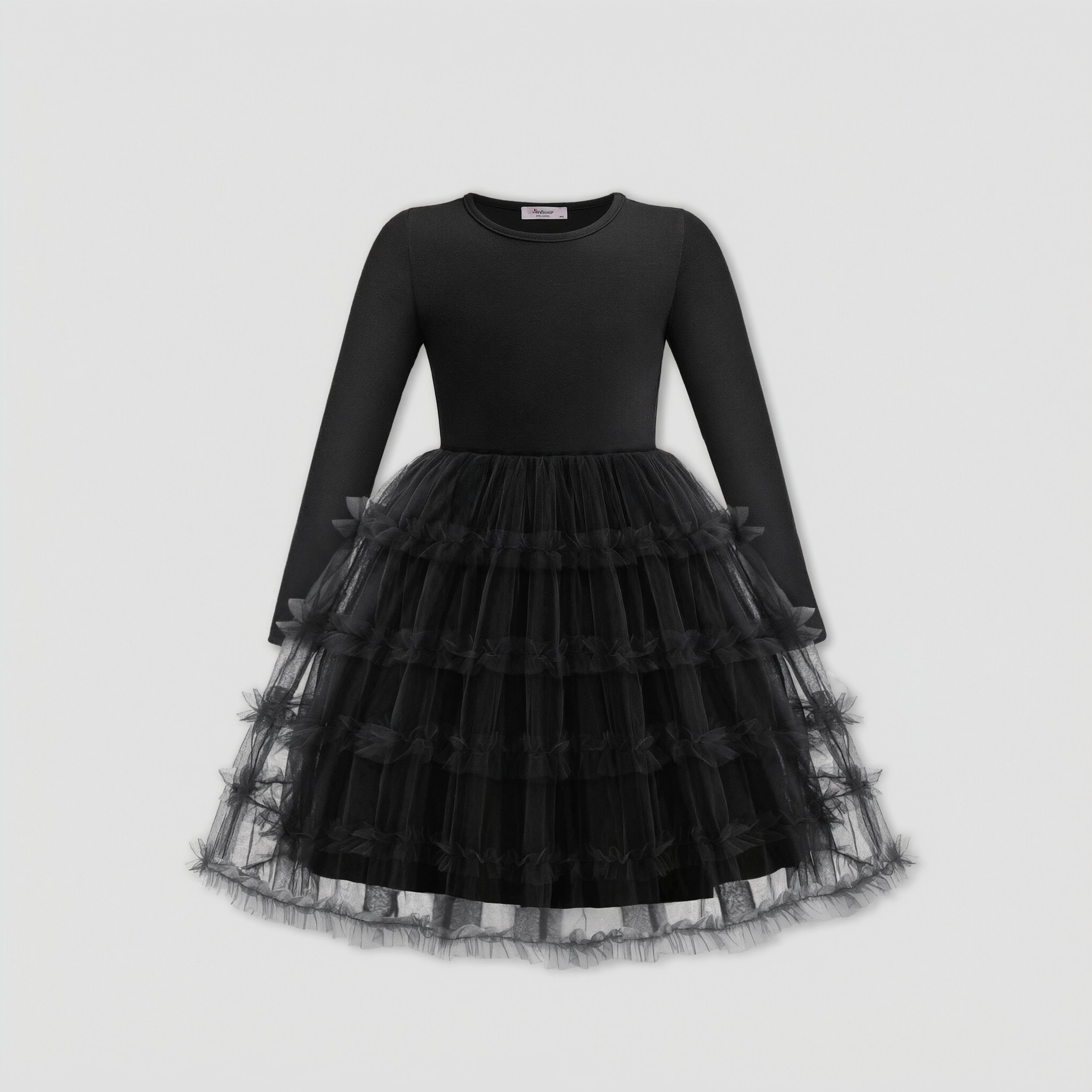 Arshiner Toddler Tutu Dress Girls Long Sleeve Fall Winter Ruffle Tiered Holiday Party Tulle Dresses