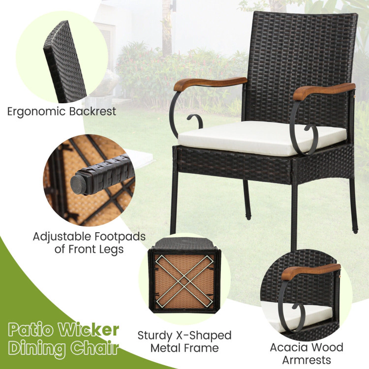 Hivvago 5 Pieces Patio Wicker Dining Set With Detachable Cushion And Umbrella Hole