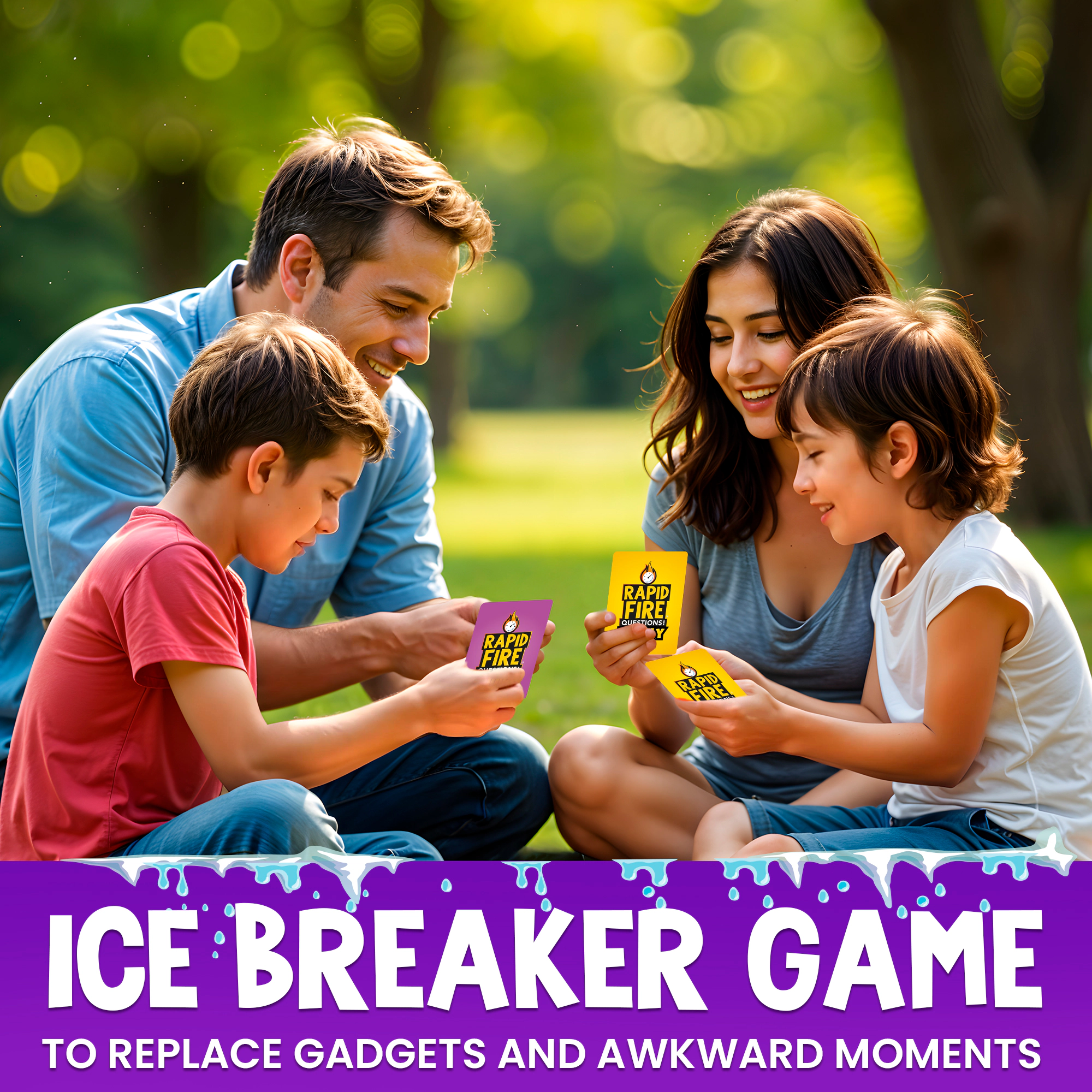 QUOKKA Kids Conversation Card Game, Icebreaker Questions for Families, Friends and Group Activities