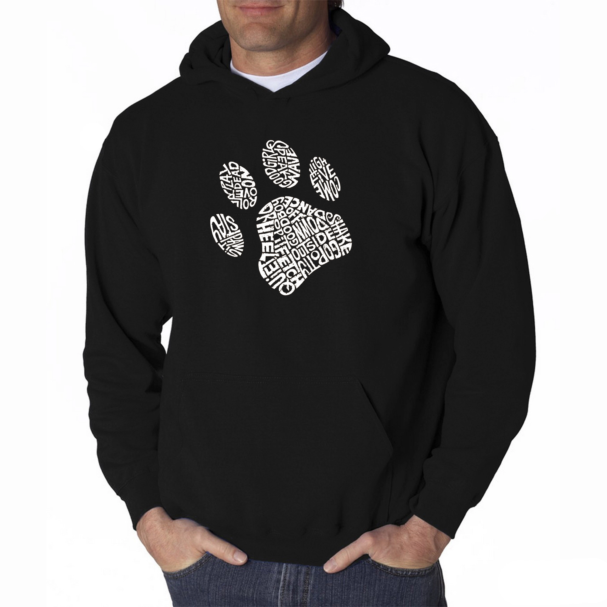 LA Pop Art Dog Paw - Men's Word Hooded Sweatshirt