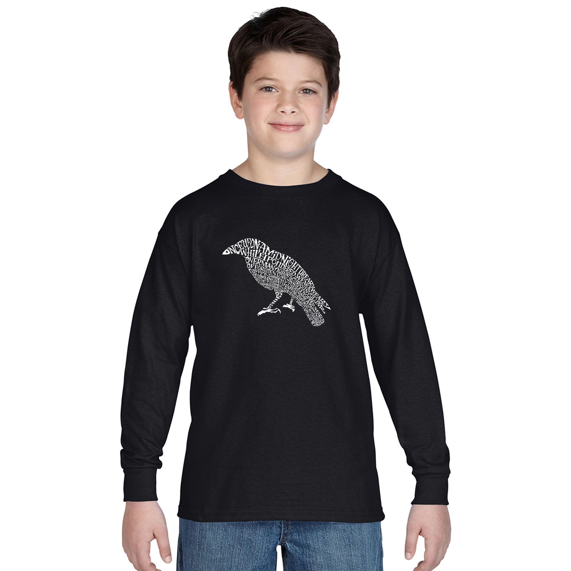 LA Pop Art Boys Long Sleeve T-Shirt -  Edgar Allen Poe's The Raven