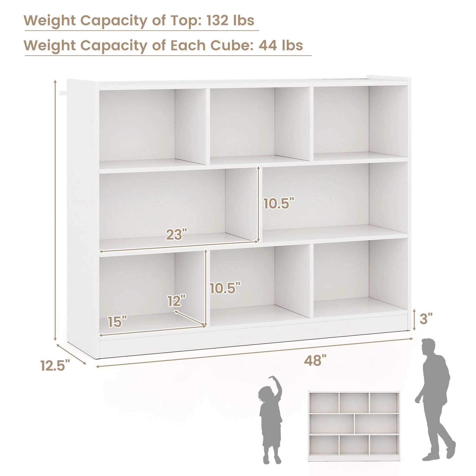 SlickBlue 3-Tier Cube Bookcase Display Storage Shelf