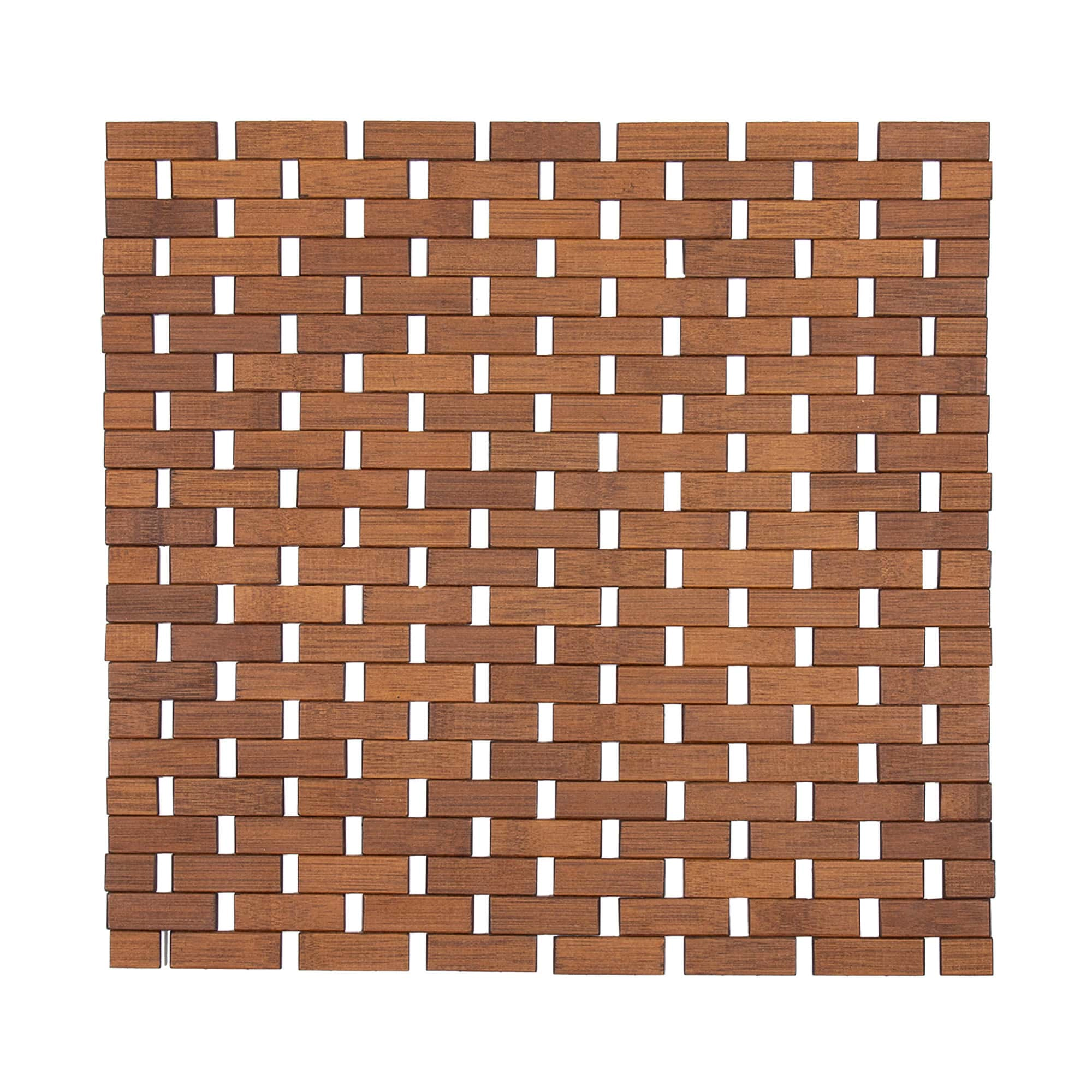 Evideco French Home Goods Bamboo Slatted Bath Mat - Square 18 x