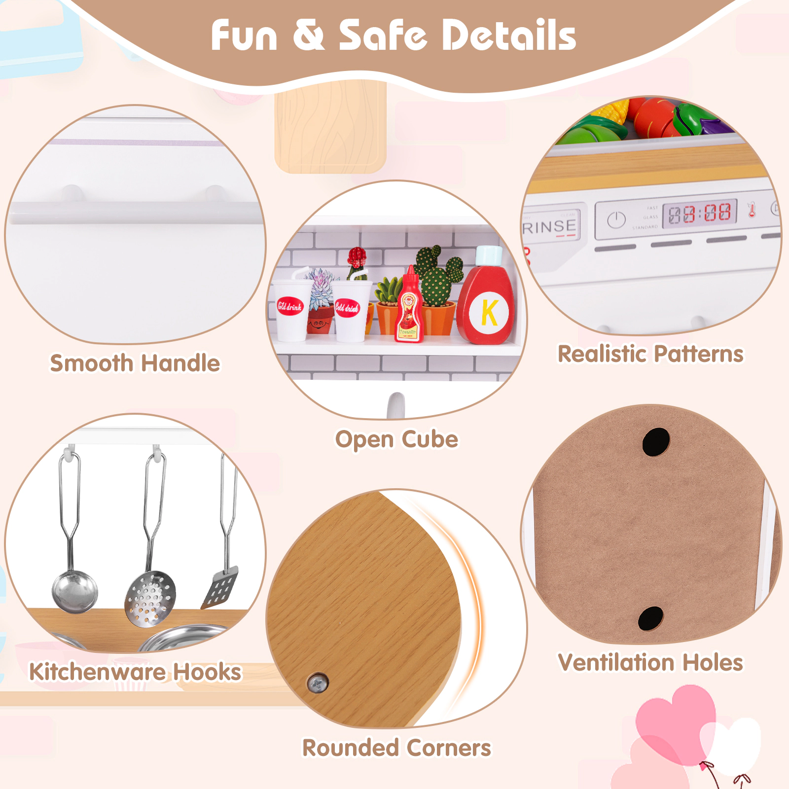 SUGIFT White Removable Sink Blackboard and Cookware Toddler Pretend Play Kitchen