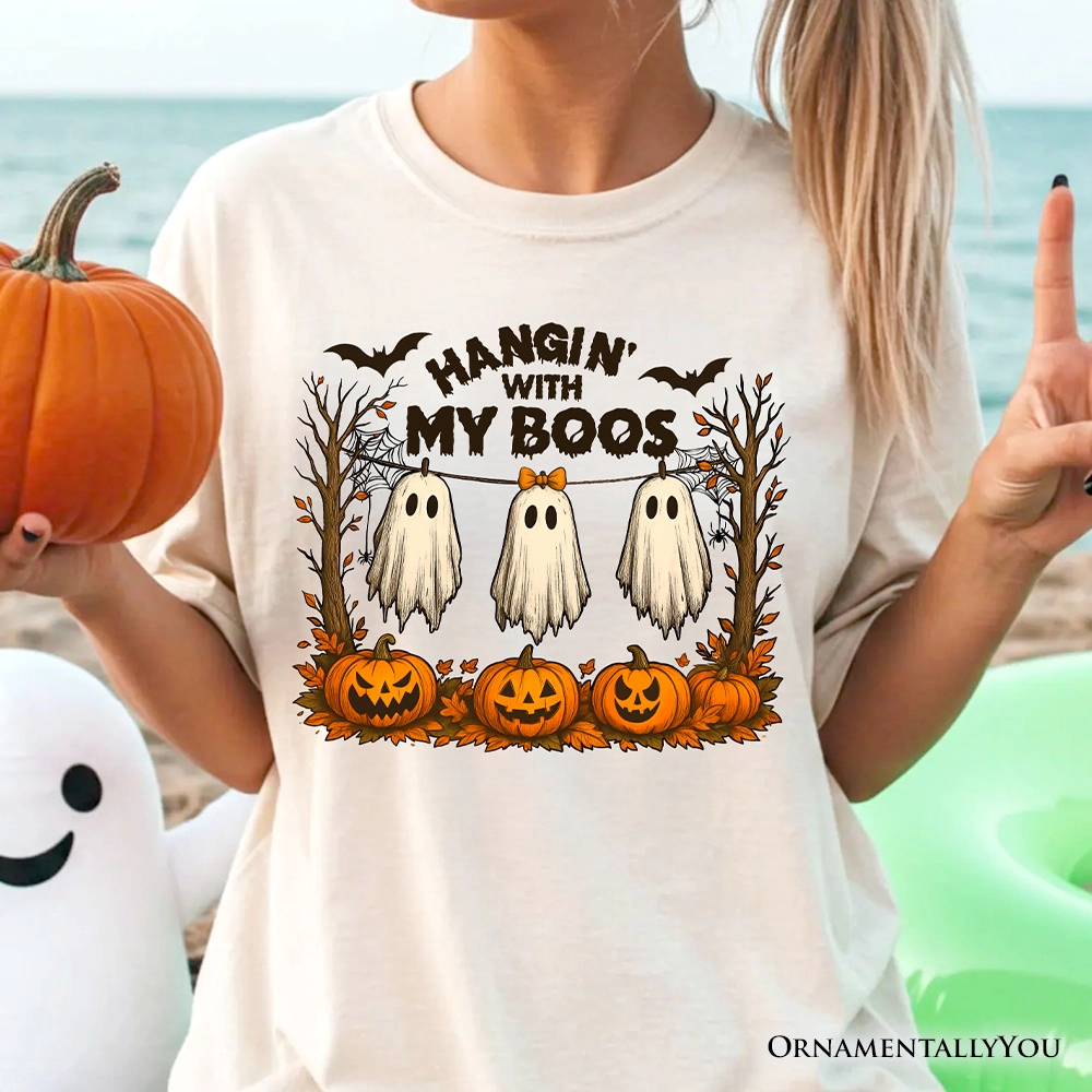 OrnamentallyYou Womens Hanging With My Boos Funny Halloween T-Shirt