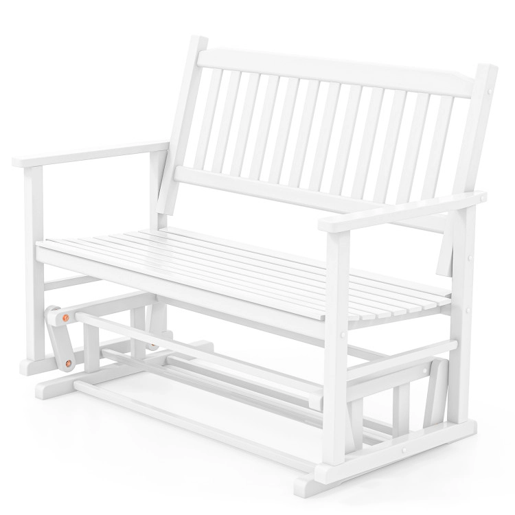 Hivvago 2 Seats Outdoor Glider Bench With Armrests And Slatted Seat