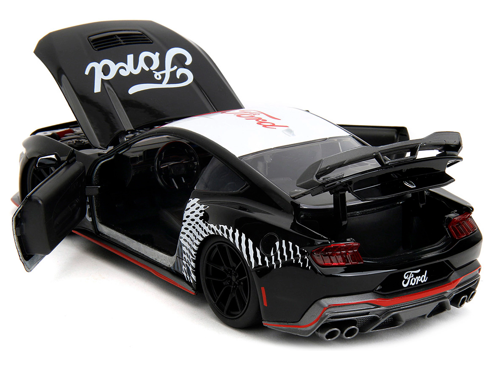 Jada 2024 Ford Mustang Dark Horse Black with White Top and "Mustang Horse Graphics" "Bigtime Muscle" Series