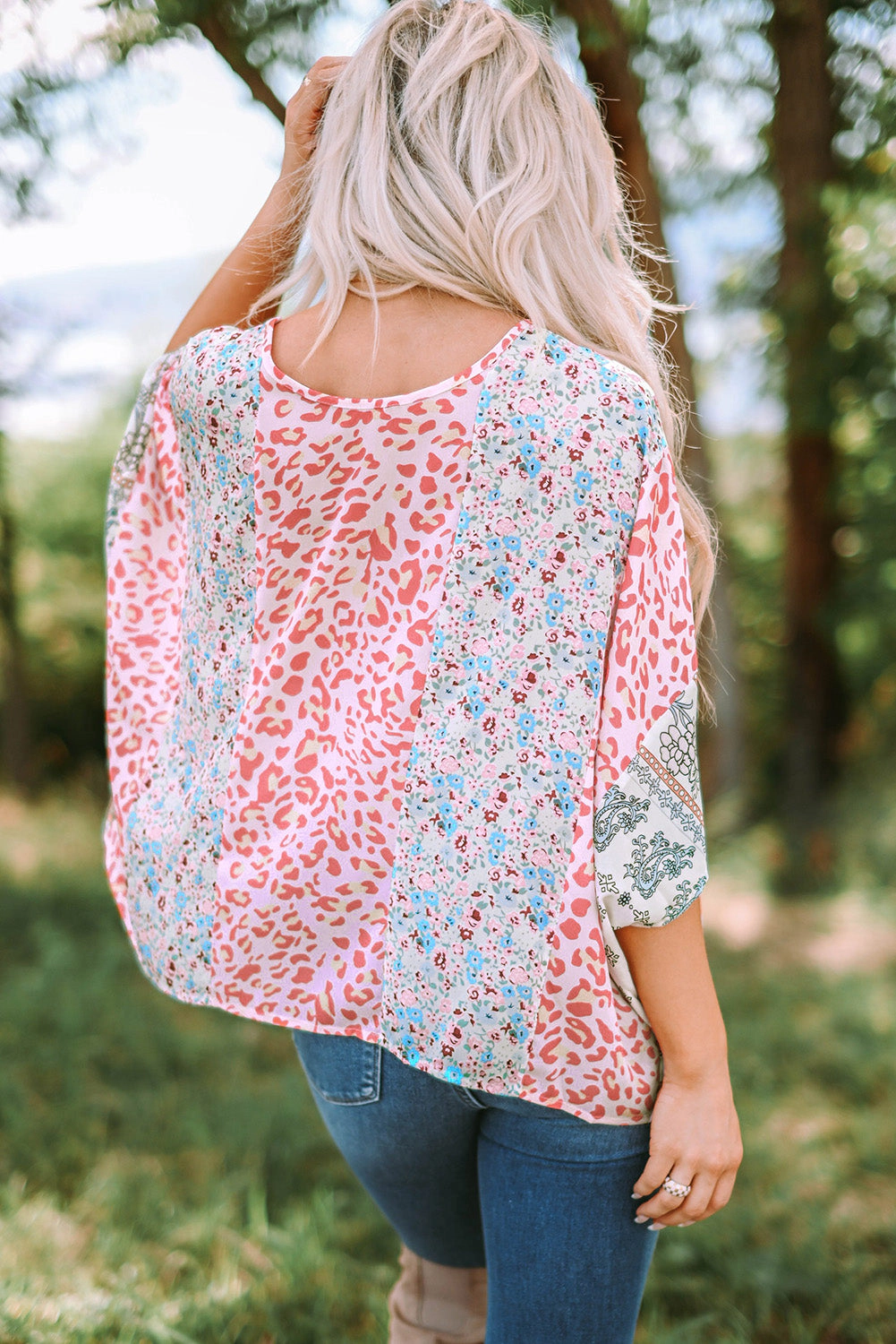 Threaded Pear Women's Elora Mix Print Cape Top