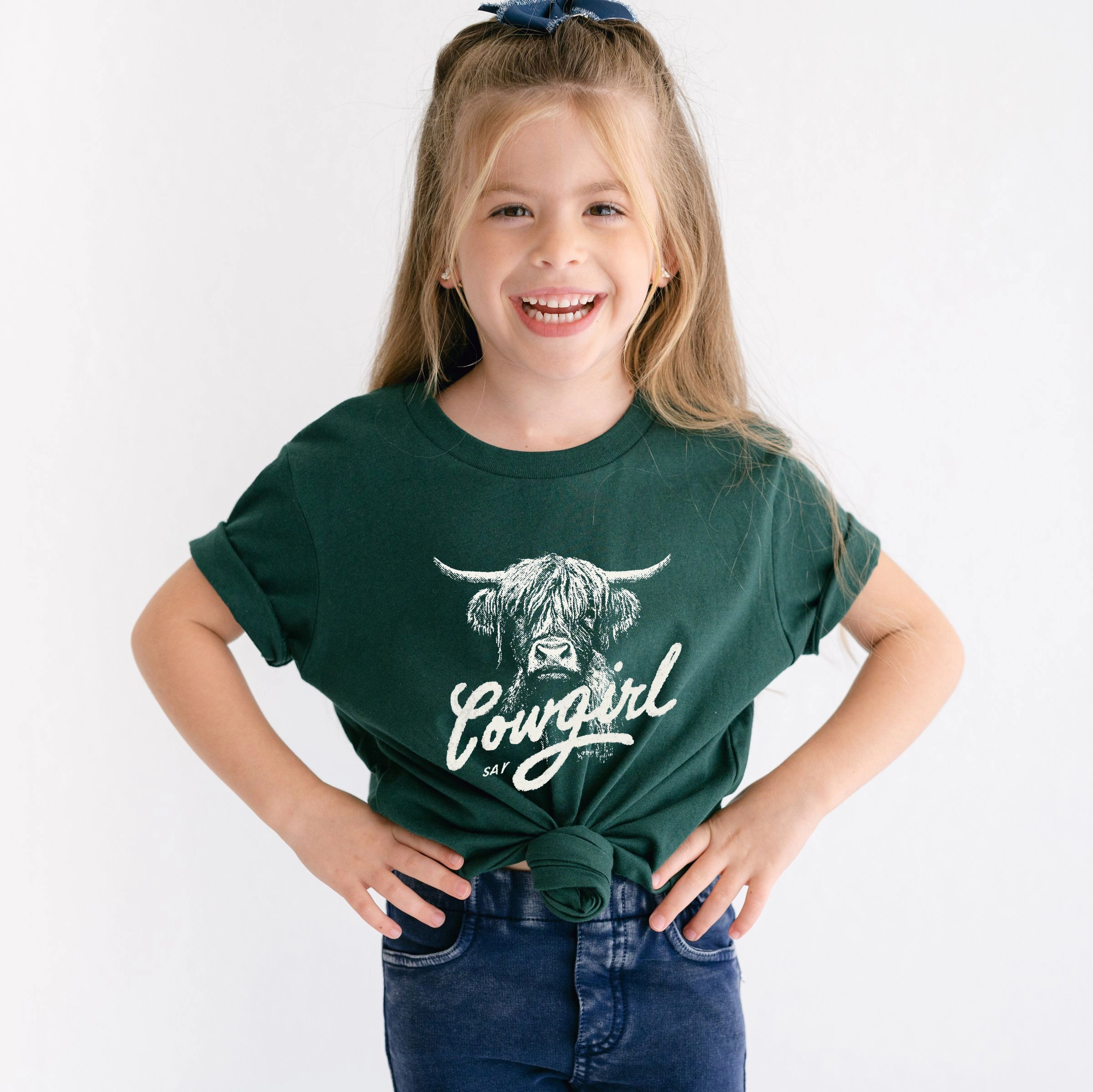 The Juniper Shop - Cowgirl Highland Cow Toddler Short Sleeve Graphic T-Shirt