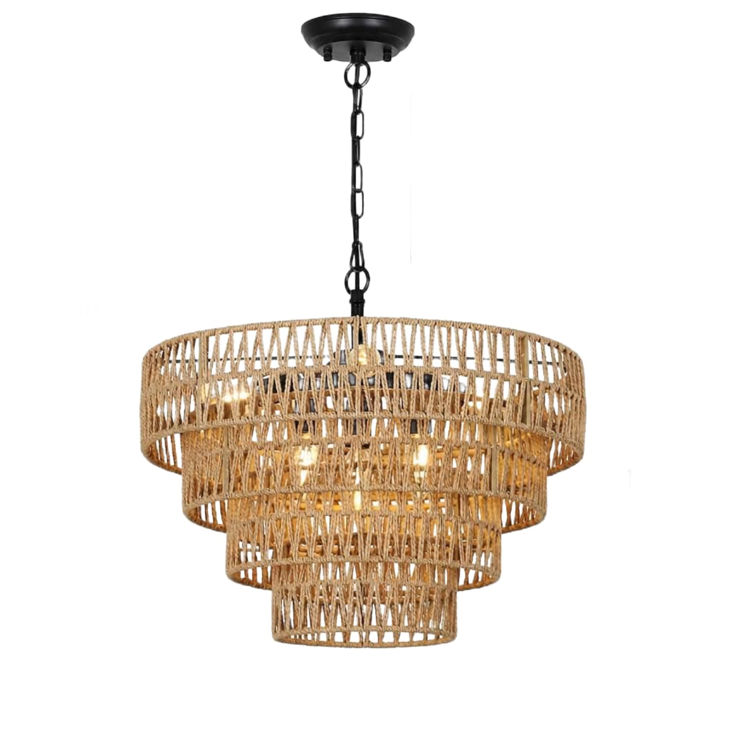 ELEMENT ACE Woven Rattan Metal Flush Mount Ceiling Light