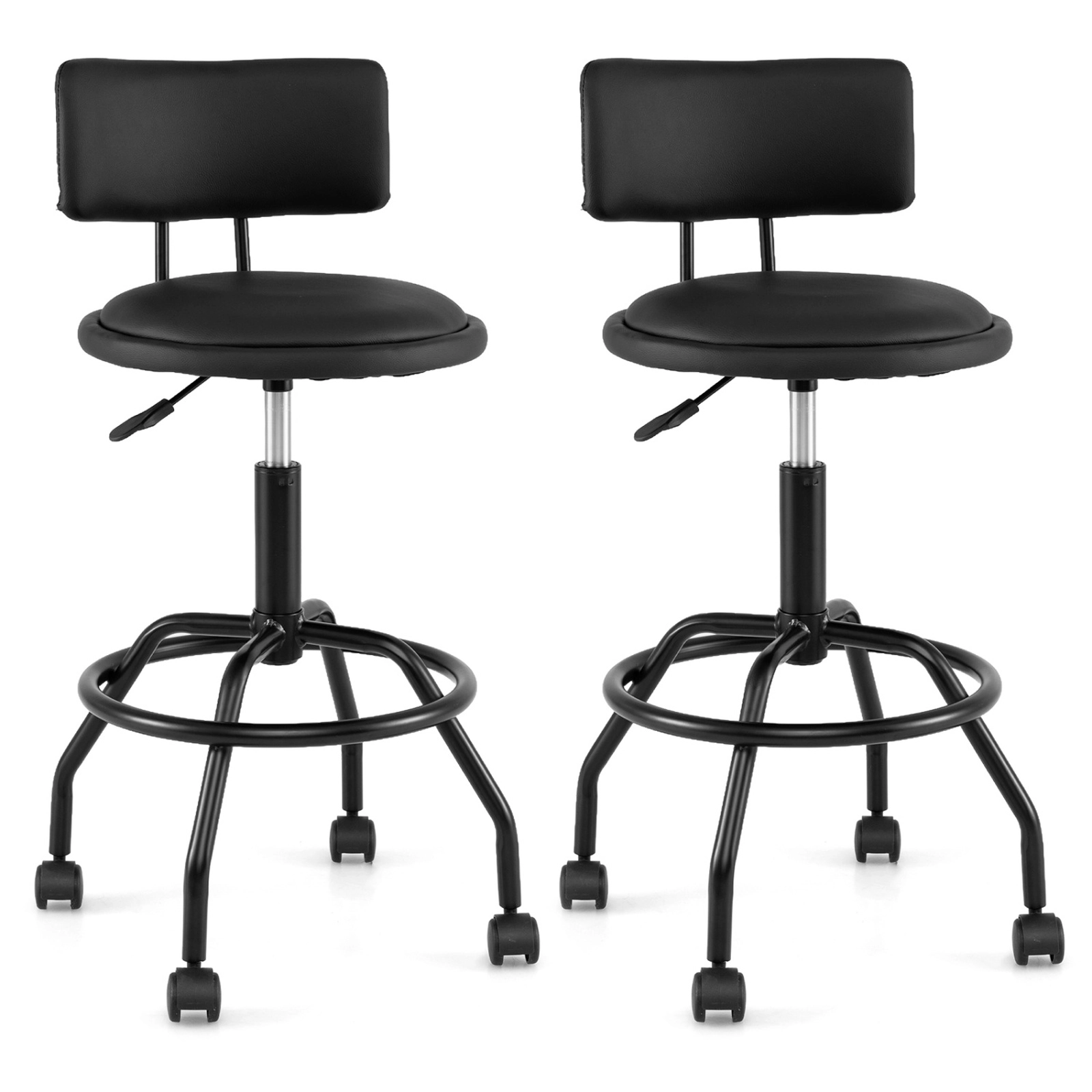 SUGIFT Modern Swivel Height Adjustable Bar Stools with Backrest 330-lb Capacity Black