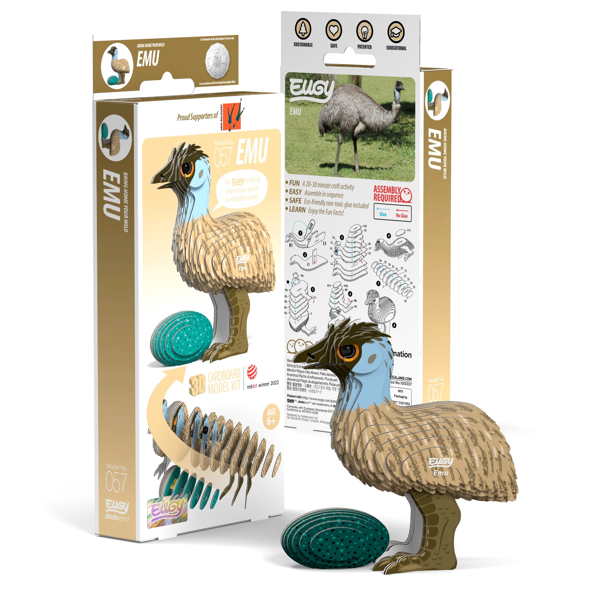 EUGY Emu 3D Puzzle - contains 25 puzzle pieces
