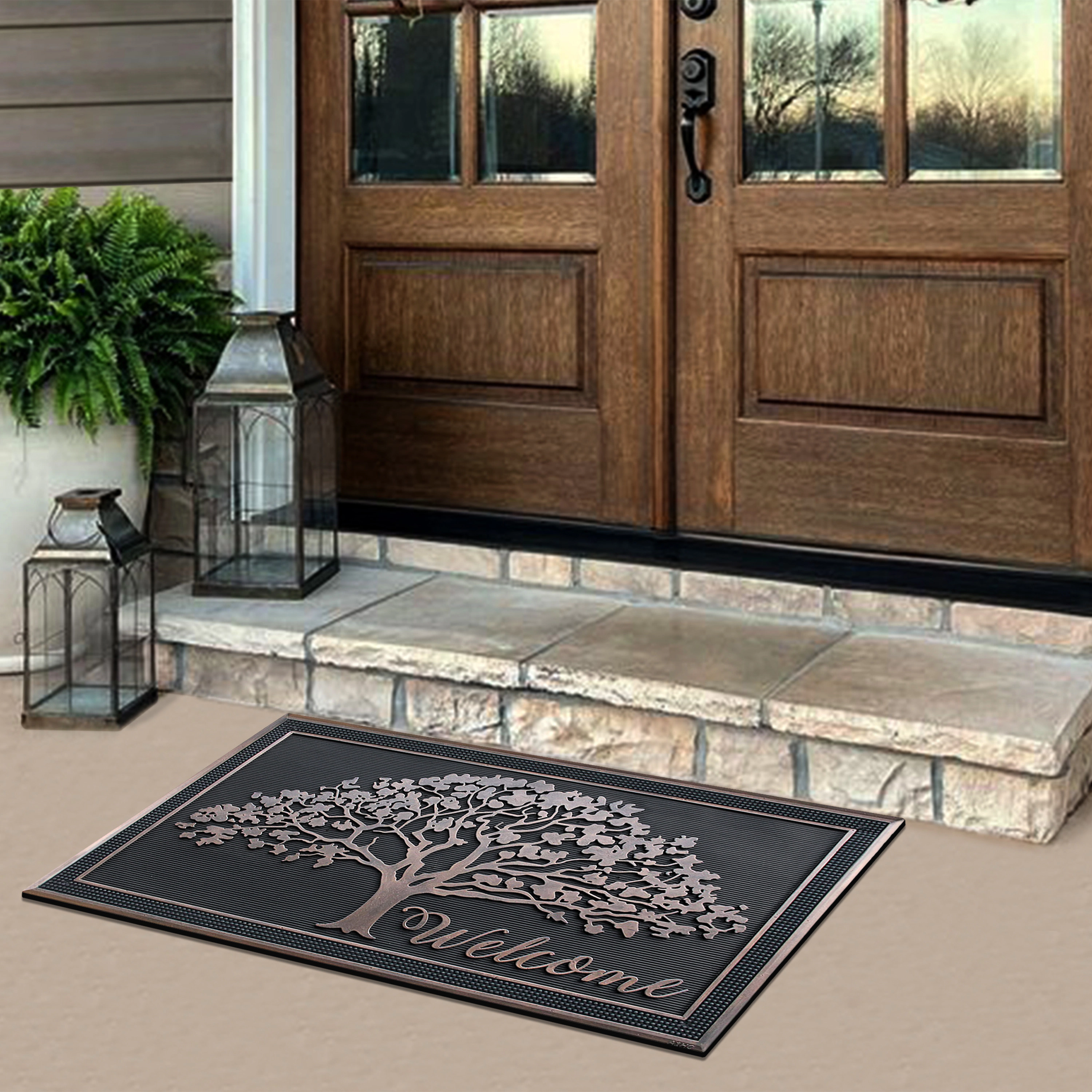 A1HC Rubber Door Mat 48x30 Inches Heavy Duty Non-Slip Low-Profile