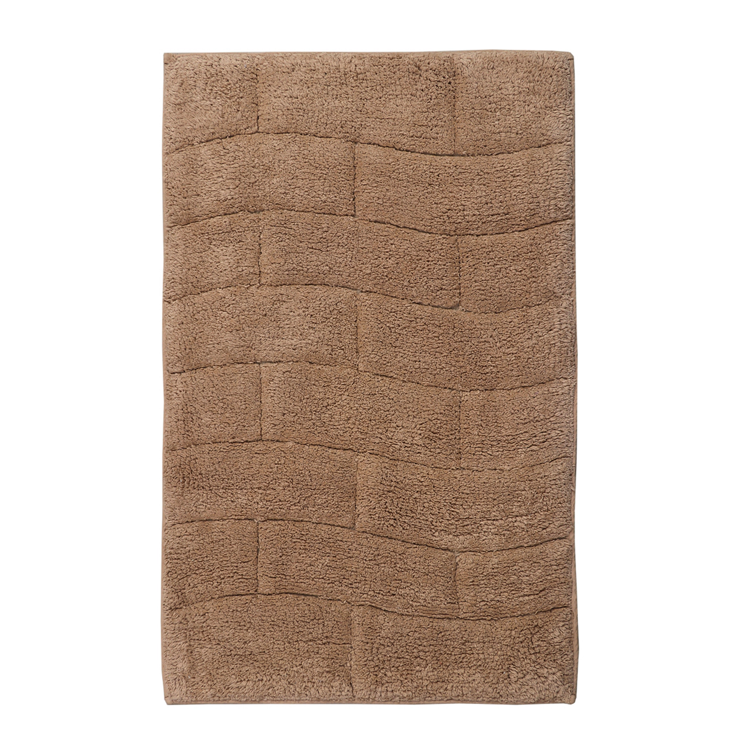 Knightsbridge Stylish And Comfortable All Season Traditional New Tile Design Cotton Bath Rug 17" X 24" Natural