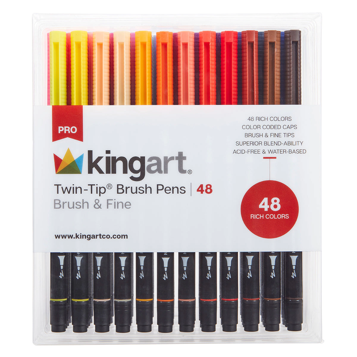 KINGART PRO Twin-Tip Brush Pens 48 Colors