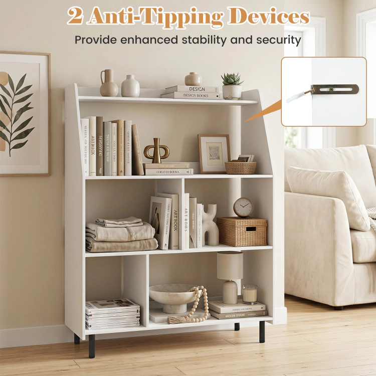 Hivvago 4-Tier Open Modern Bookcase with 2 Anti-Tipping Kits