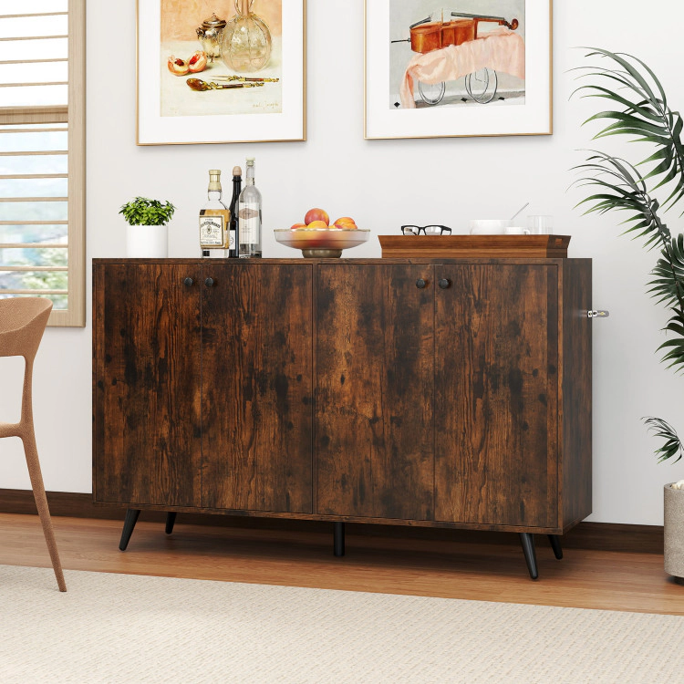Hivvago Buffet Sideboard Mid Century Modern Storage Cabinet With Adjustable Shelves
