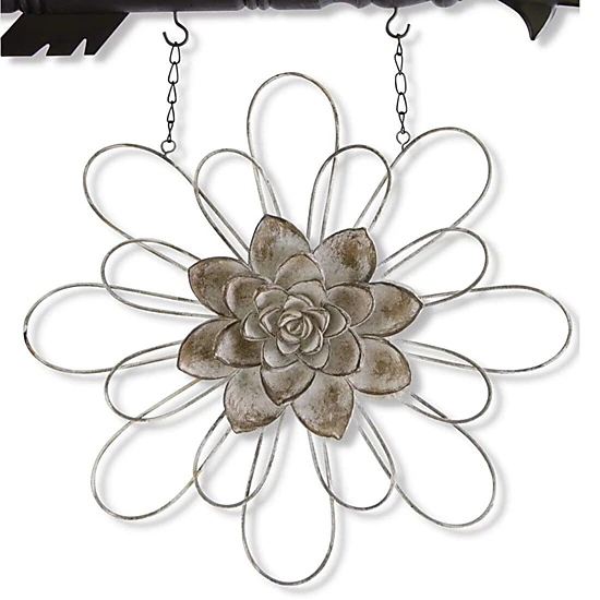 K&K Interiors Gray Metal Wire Flower with Resin Center Arrow Replacement Sign 13.5 inch - Arrow Sold Separately