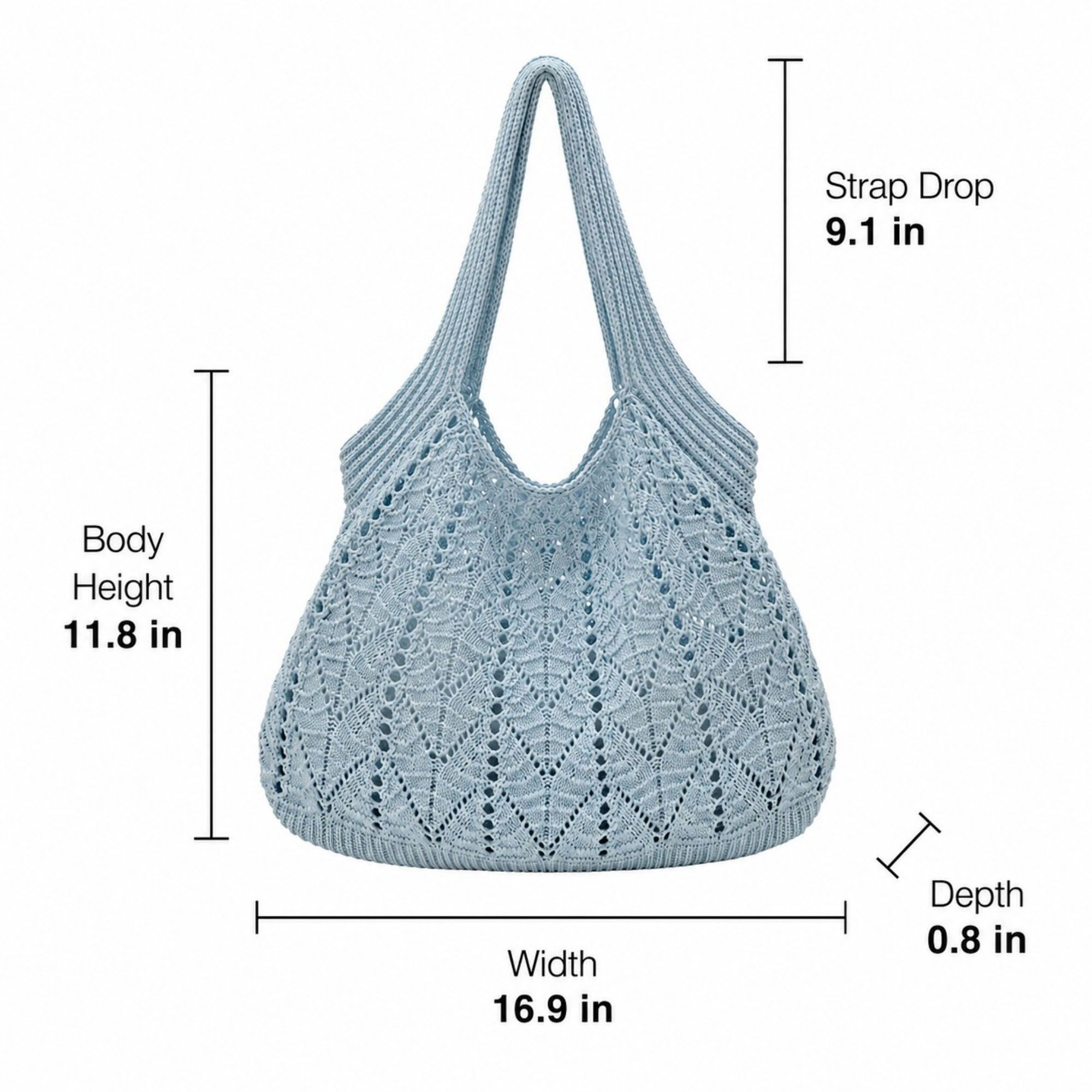 Alilang Women's Crochet Tote Bag Lightweight Shoulder with Openwork Knit Texture
