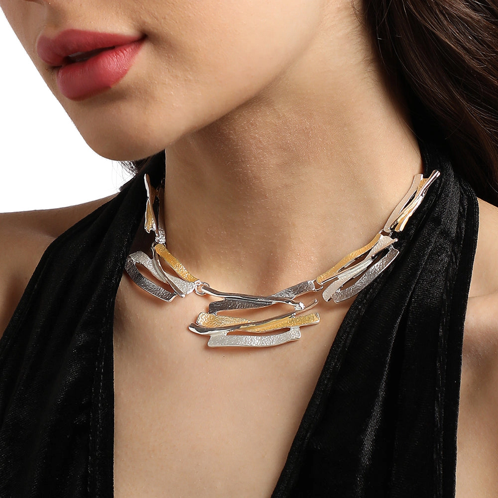 SOHI Women's Champayne Gold Party Collar Neckace